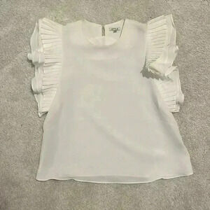 White blouse with ruffle sleeve
